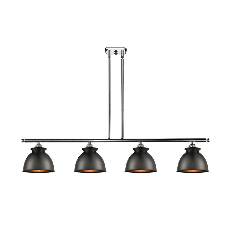 Innovations Adirondack 48in 4-Light Island Light | Industrial Farmhouse Polished Chrome and Matte Black Metal Shade | Kitchen | Model 516-4I-PC-M14-BK-LED