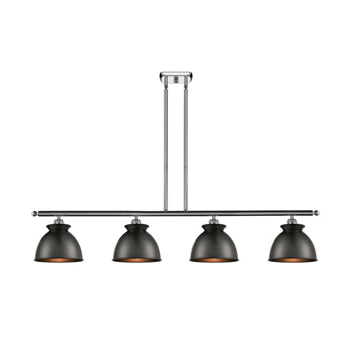 Innovations Adirondack 48in 4-Light Island Light | Industrial Farmhouse Polished Chrome and Matte Black Metal Shade | Kitchen | Model 516-4I-PC-M14-BK-LED