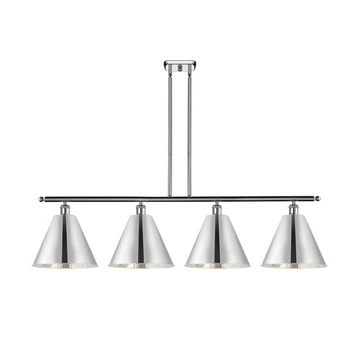 Innovations Berkshire 50in 4-Light Island Light | Industrial Farmhouse Polished Chrome Steel and Cast Brass with Polished | Model 516-4I-PC-MBC-12-PC-LED