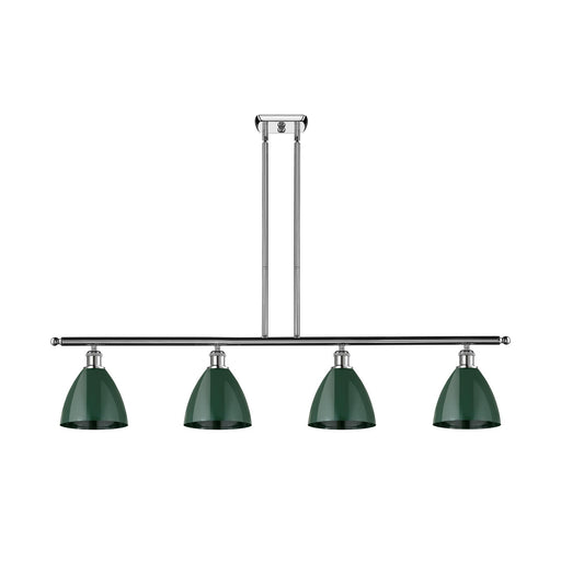 Innovations Plymouth 48in 4-Light Island Light | Industrial Farmhouse Polished Chrome and Matte Green Metal | Kitchen | Model 516-4I-PC-MBD-75-GR-LED