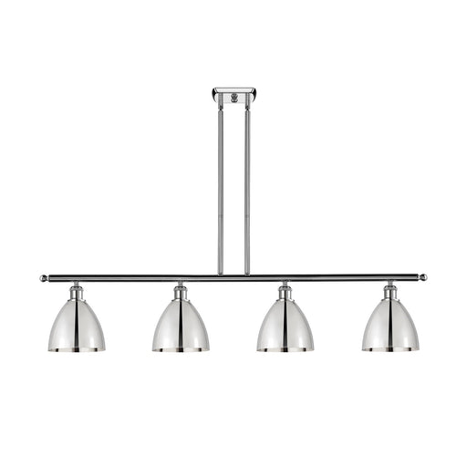 Innovations Bristol 48in 4-Light Island Light | Industrial Farmhouse Polished Chrome Steel and Cast Brass with Metal Shade | Model 516-4I-PC-MBD-75-PC