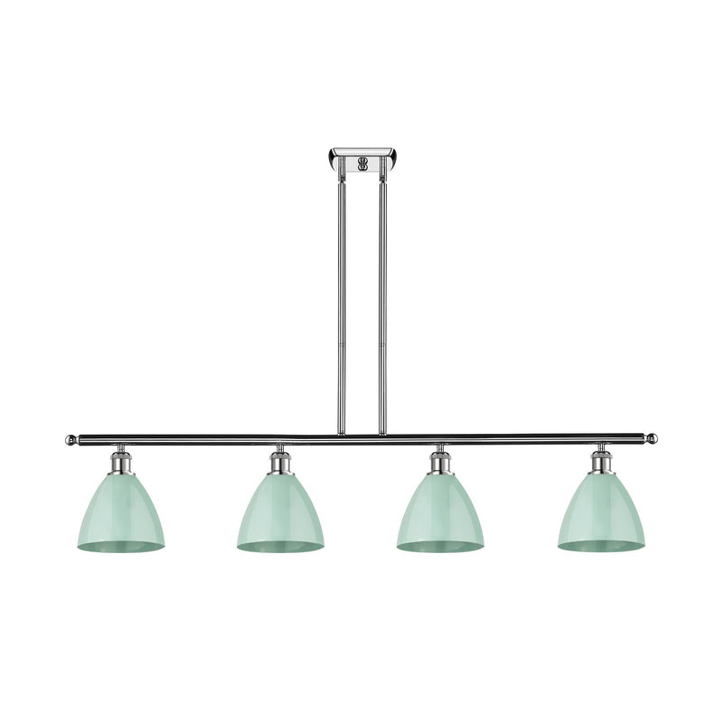 Innovations Plymouth 48in 4-Light Island Light | Industrial Farmhouse Polished Chrome and Matte Seafoam Metal Shade | Model 516-4I-PC-MBD-75-SF-LED