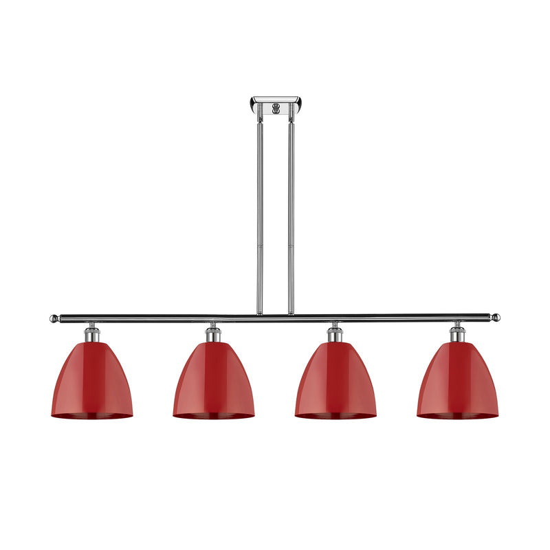 Innovations Plymouth 48in 4-Light Island Light | Industrial Farmhouse Polished Chrome and Matte Red Metal | Kitchen Island | Model 516-4I-PC-MBD-9-RD-LED