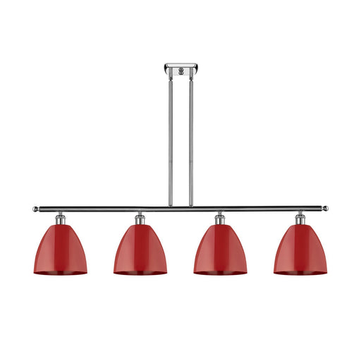 Innovations Plymouth 48in 4-Light Island Light | Industrial Farmhouse Polished Chrome and Matte Red Metal | Kitchen Island | Model 516-4I-PC-MBD-9-RD-LED