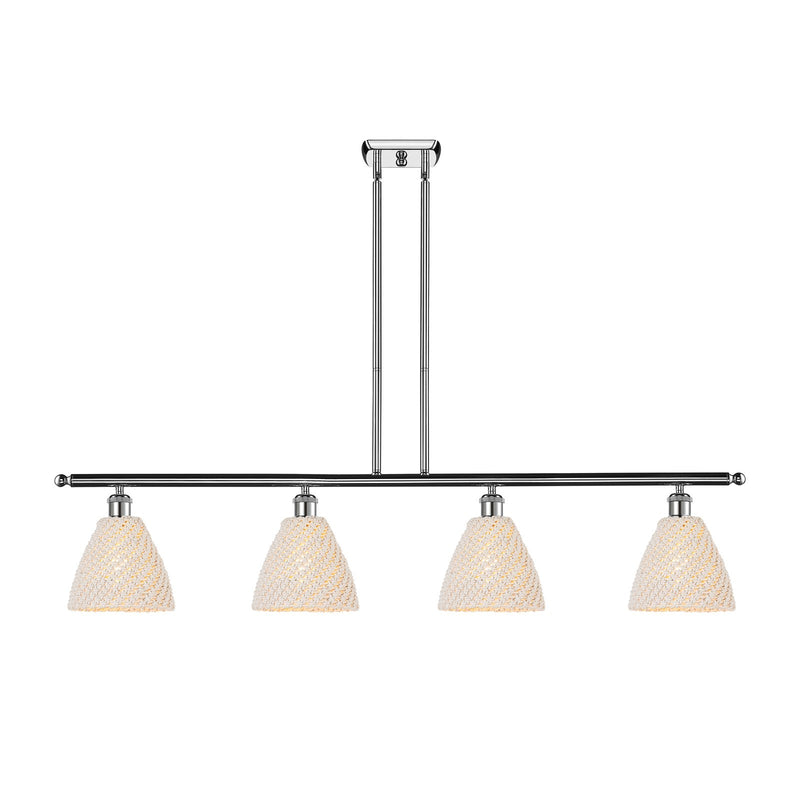 Innovations Bristol Natural 48in 4-Light Island Light | Farmhouse Polished Chrome and Natural Fiber Dome Shade | Kitchen | Model 516-4I-PC-NBD-75-NAT