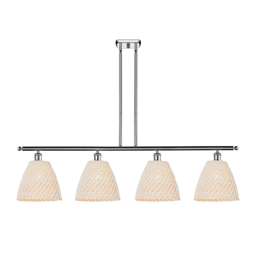 Innovations Bristol Natural 48in 4-Light Island Light | Farmhouse Polished Chrome and Natural Fiber Dome Shade | Kitchen | Model 516-4I-PC-NBD-9-NAT