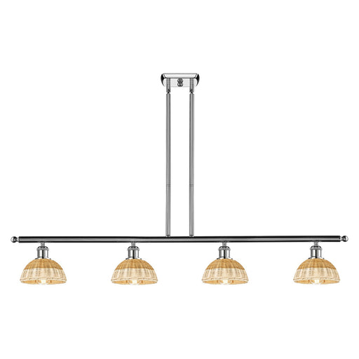 Innovations Lighting Bristol Natural II 48in 4-Light Island Light | Industrial Modern Polished Chrome and Natural Fiber Dome | Model 516-4I-PC-NBD2-75-NAT