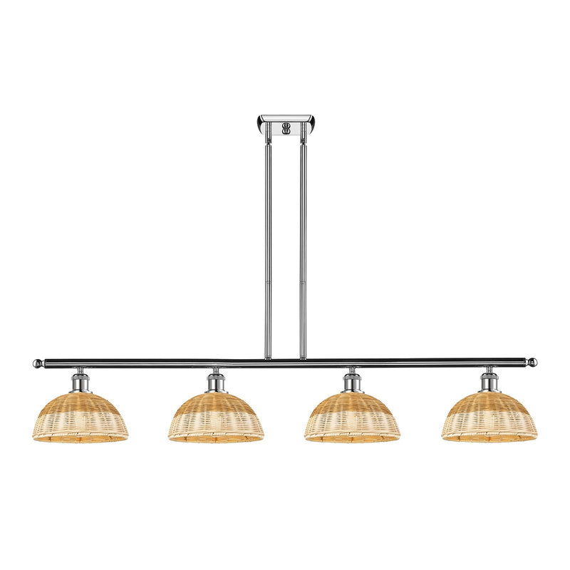 Innovations Bristol Natural II 48in 4-Light Island Light | Industrial Modern Polished Chrome and Natural Fiber Dome Shade | Model 516-4I-PC-NBD2-9-NAT