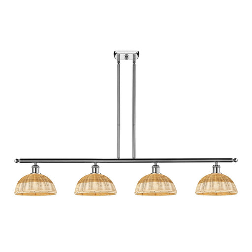Innovations Bristol Natural II 48in 4-Light Island Light | Industrial Modern Polished Chrome and Natural Fiber Dome Shade | Model 516-4I-PC-NBD2-9-NAT