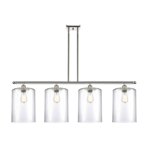 Innovations Cobbleskill 48in 4-Light Island Light | Art Nouveau Polished Nickel Steel and Clear Glass | Kitchen Island & Dining | Model 516-4I-PN-G112-L
