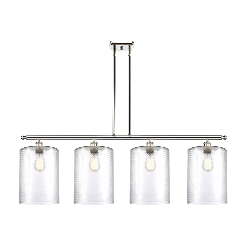 Innovations Cobbleskill 48in 4-Light Island Light | Art Nouveau Polished Nickel Steel and Clear Glass | Kitchen Island & Dining | Model 516-4I-PN-G112-L