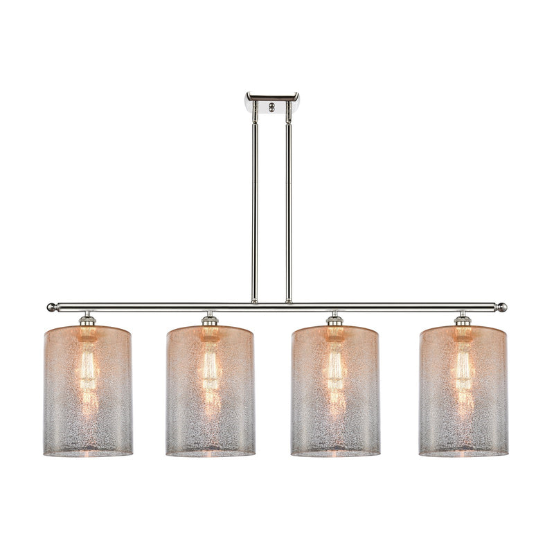 Innovations Cobbleskill 48in 4-Light Island Light | Art Nouveau Industrial Polished Nickel Steel and Mercury Glass | Kitchen | Model 516-4I-PN-G116-L