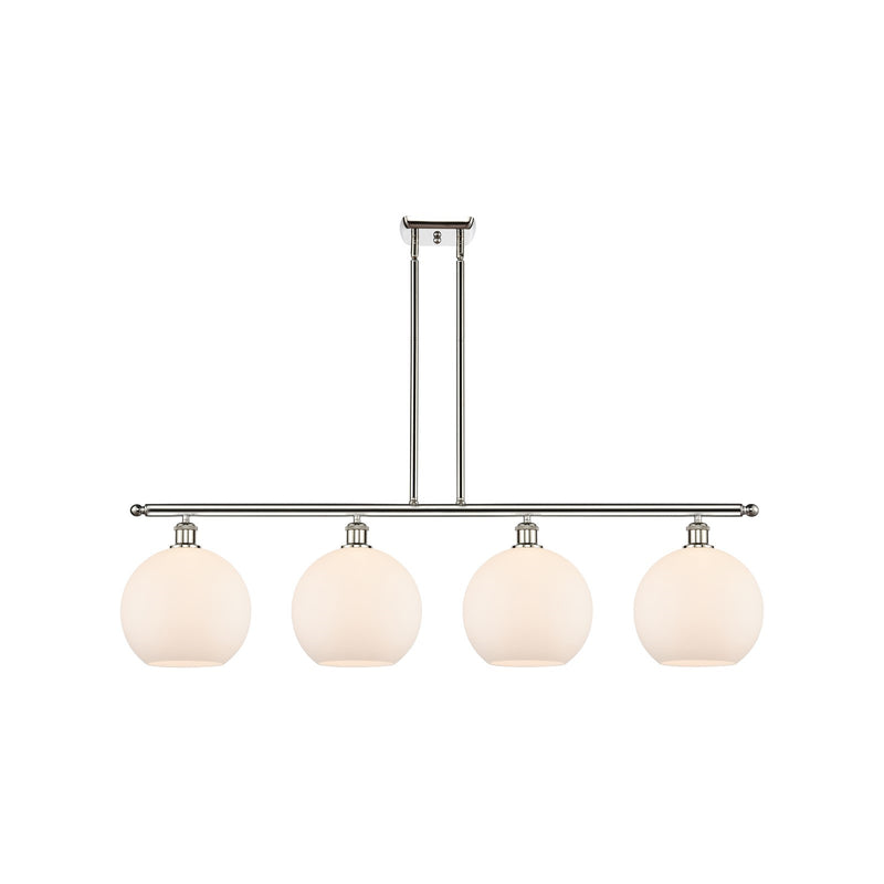 Innovations Athens 48in 4-Light Island Light | Industrial Polished Nickel and Matte White Glass | Kitchen Island & Dining Room | Model 516-4I-PN-G121-10