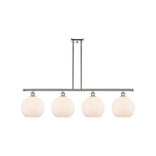 Innovations Athens 48in 4-Light Island Light | Industrial Polished Nickel and Matte White Glass | Kitchen Island & Dining Room | Model 516-4I-PN-G121-10