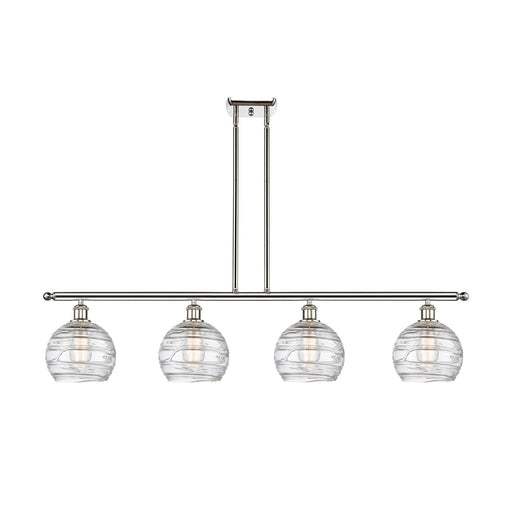 Innovations Athens Deco Swirl 48in 4-Light Island Light | Industrial Polished Nickel and Clear Deco Swirl Glass | Kitchen | Model 516-4I-PN-G1213-8CL
