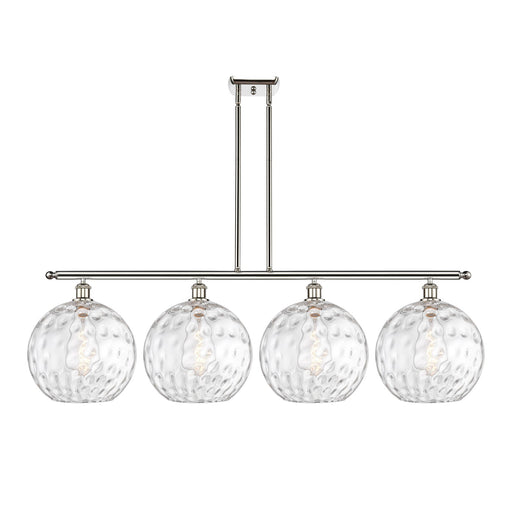 Innovations Athens 50in 4-Light Island Light | Industrial Polished Nickel and Clear Water Glass | Kitchen Island & Dining Room | Model 516-4I-PN-G1215-12