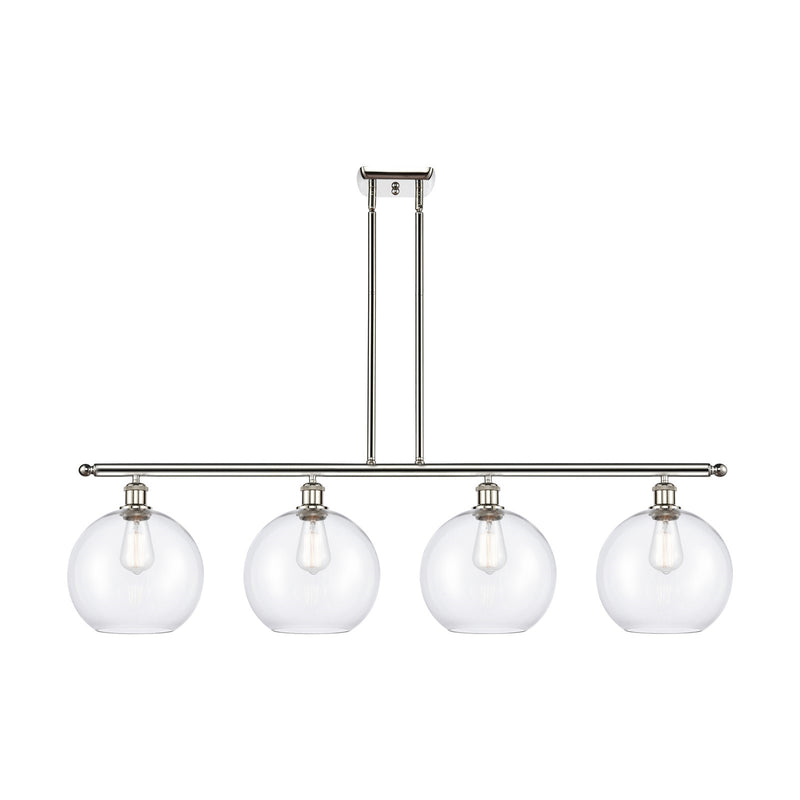 Innovations Athens 48in 4-Light Island Light | Industrial Modern Polished Nickel Steel and Clear Glass | Kitchen Island & Dining | Model 516-4I-PN-G122-10