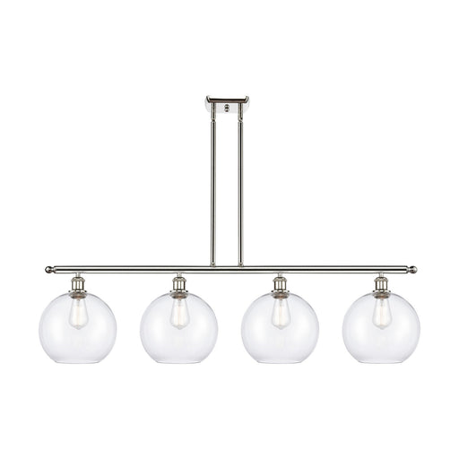 Innovations Athens 48in 4-Light Island Light | Industrial Modern Polished Nickel Steel and Clear Glass | Kitchen Island & Dining | Model 516-4I-PN-G122-10