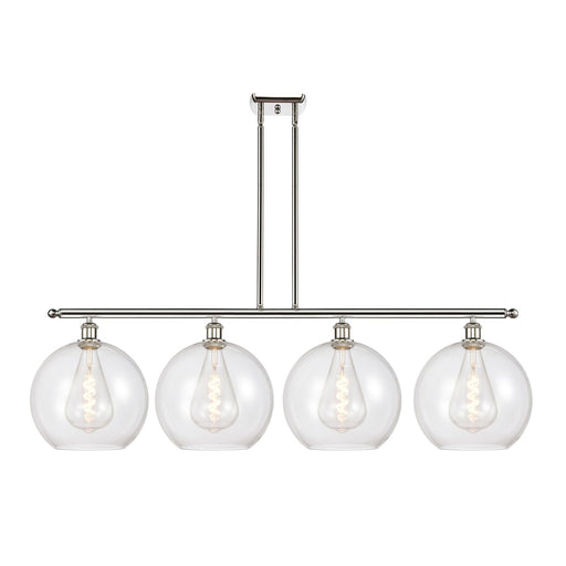 Innovations Athens 50in 4-Light Island Light | Industrial Polished Nickel Steel and Clear Glass | Kitchen Island & Dining Room | Model 516-4I-PN-G122-12