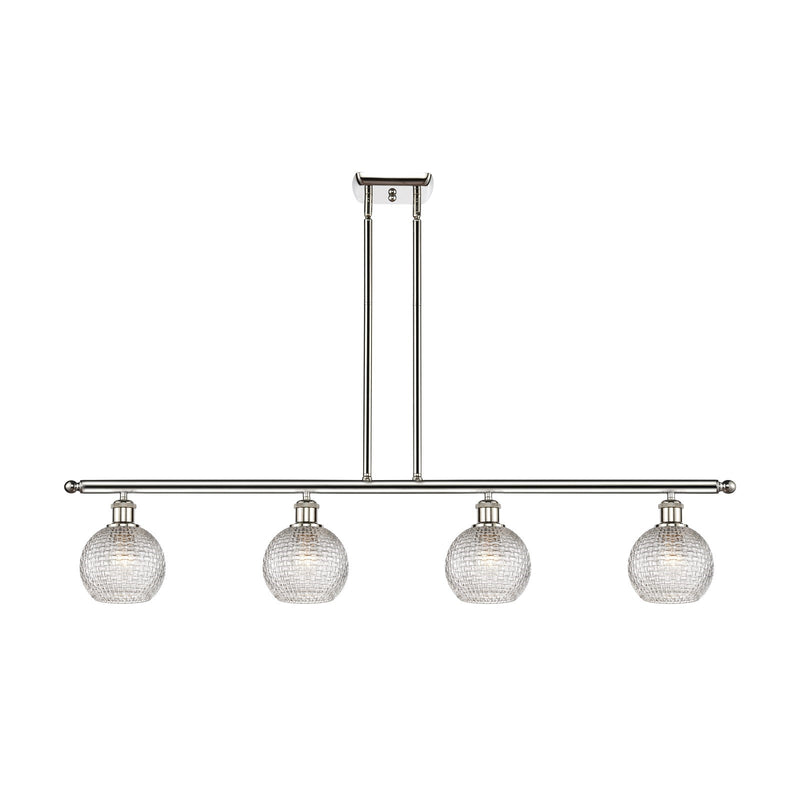 Innovations Athens 48in 4-Light Island Light | Modern Farmhouse Polished Nickel and Clear Basket Weave Glass | Kitchen Island | Model 516-4I-PN-G122C-6CL