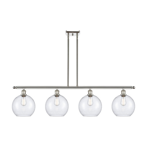 Innovations Athens 48in 4-Light Island Light | Industrial Polished Nickel and Seedy Glass | Kitchen Island & Dining Room | 48.25 | Model 516-4I-PN-G124-10