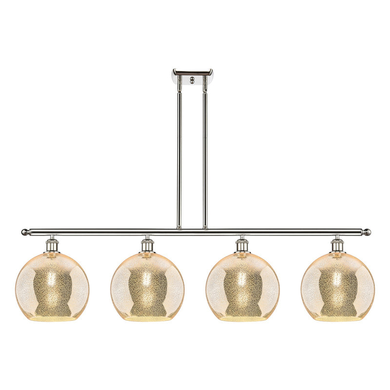 Innovations Athens 48in 4-Light Island Light | Industrial Polished Nickel and Mercury Glass | Kitchen Island & Dining Room | Model 516-4I-PN-G128-10