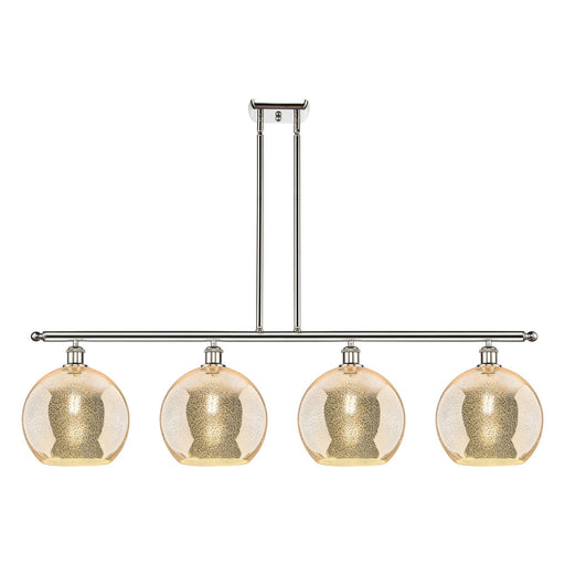 Innovations Athens 48in 4-Light Island Light | Industrial Polished Nickel and Mercury Glass | Kitchen Island & Dining Room | Model 516-4I-PN-G128-10