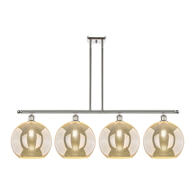 Innovations Athens 50in 4-Light Island Light | Industrial Polished Nickel and Mercury Glass | Kitchen Island & Dining Room | 50 | Model 516-4I-PN-G128-12