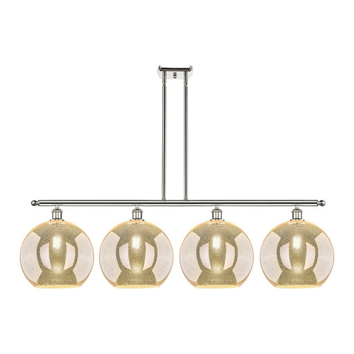 Innovations Athens 50in 4-Light Island Light | Industrial Polished Nickel and Mercury Glass | Kitchen Island & Dining Room | 50 | Model 516-4I-PN-G128-12