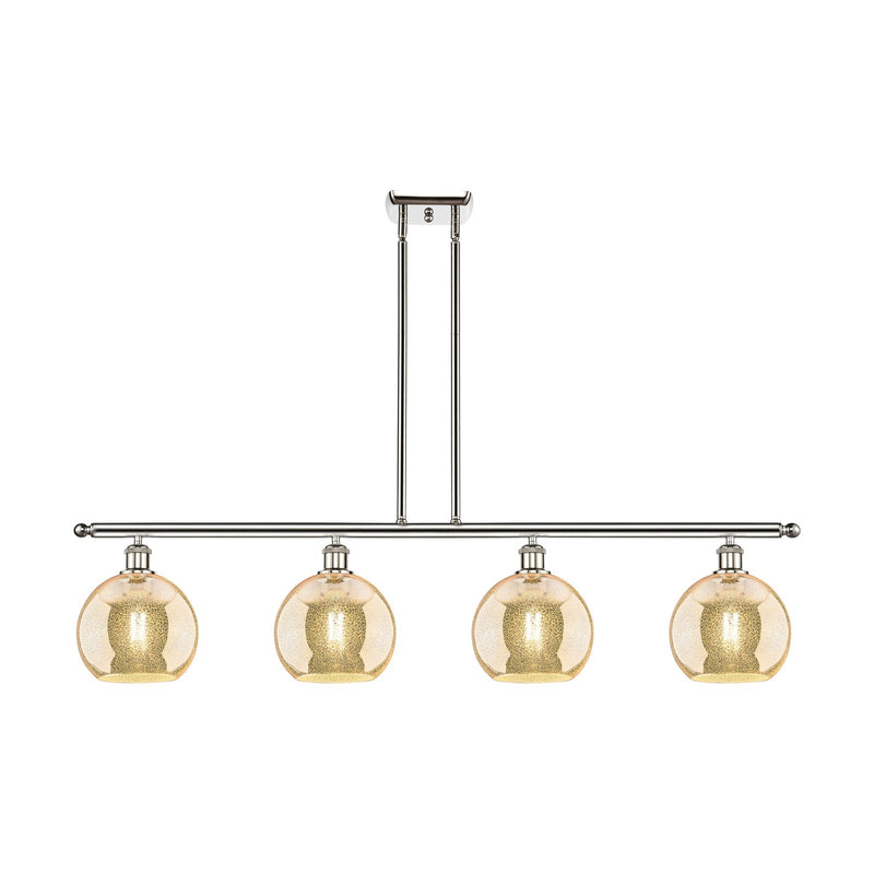 Innovations Athens 48in 4-Light Island Light | Industrial Polished Nickel and Mercury Glass | Kitchen Island & Dining Room | 48 x | Model 516-4I-PN-G128-8