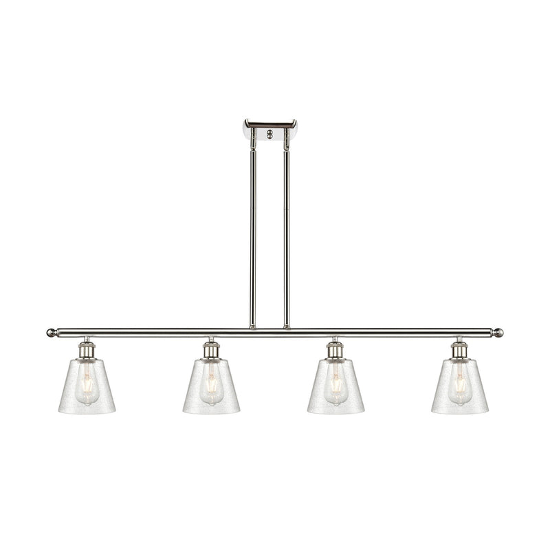 Innovations Caton 48in 4-Light Island Light | Industrial Transitional Polished Nickel and Frosted Glass | Kitchen Island & Dining | Model 516-4I-PN-G454