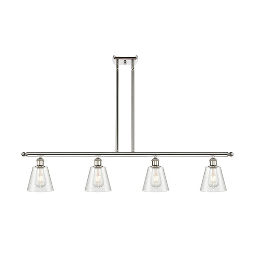 Innovations Caton 48in 4-Light Island Light | Industrial Transitional Polished Nickel and Frosted Glass | Kitchen Island & Dining | Model 516-4I-PN-G454