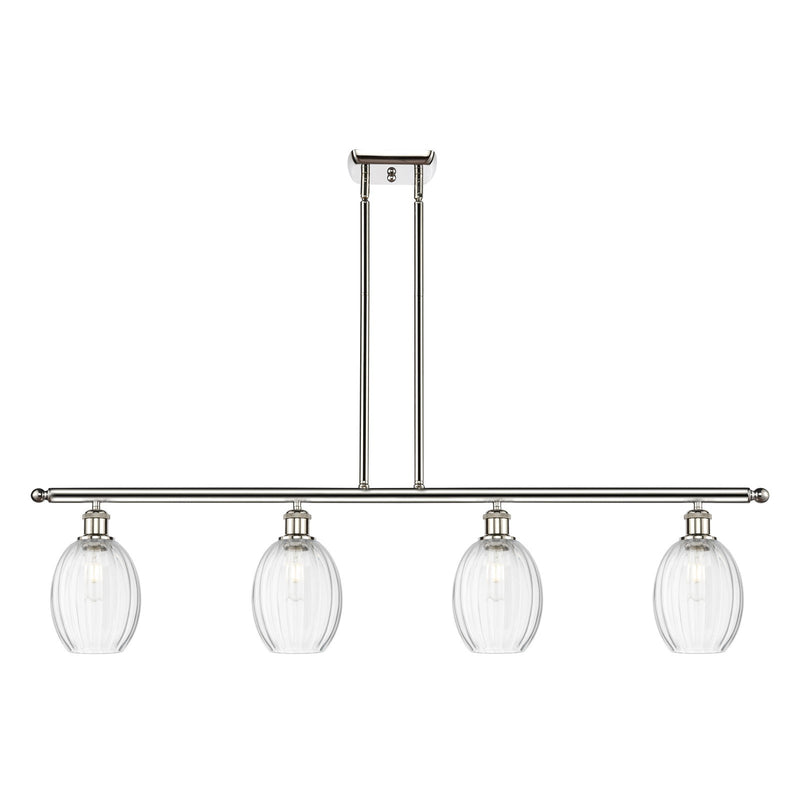 Innovations Preston Bulb 48in 4-Light Island Light | Industrial Polished Nickel and Clear Glass | Kitchen Island & Dining Room | Model 516-4I-PN-G459-6CL