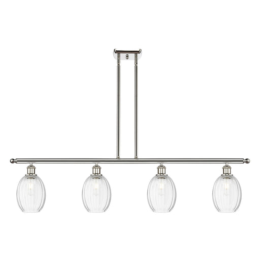 Innovations Preston Bulb 48in 4-Light Island Light | Industrial Polished Nickel and Clear Glass | Kitchen Island & Dining Room | Model 516-4I-PN-G459-6CL