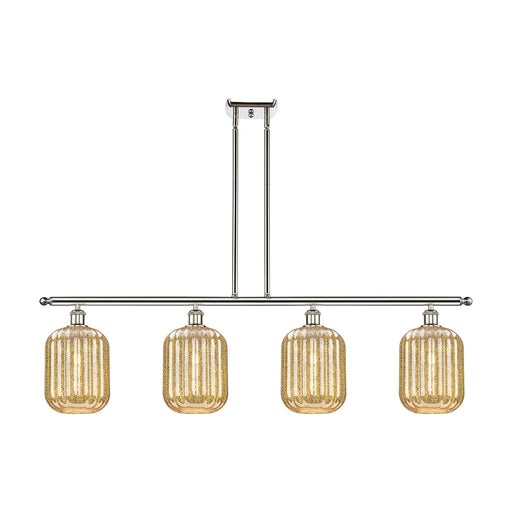 Innovations Preston Cylinder 48in 4-Light Island Light | Industrial Polished Nickel Steel and Mercury Glass | Kitchen Island & | Model 516-4I-PN-G460-7ME