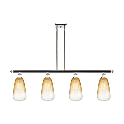 Innovations Brookhaven Almond 48in 4-Light Island Light | Industrial Polished Nickel Steel and Amber Glass | Kitchen Island & | Model 516-4I-PN-G480-6AM