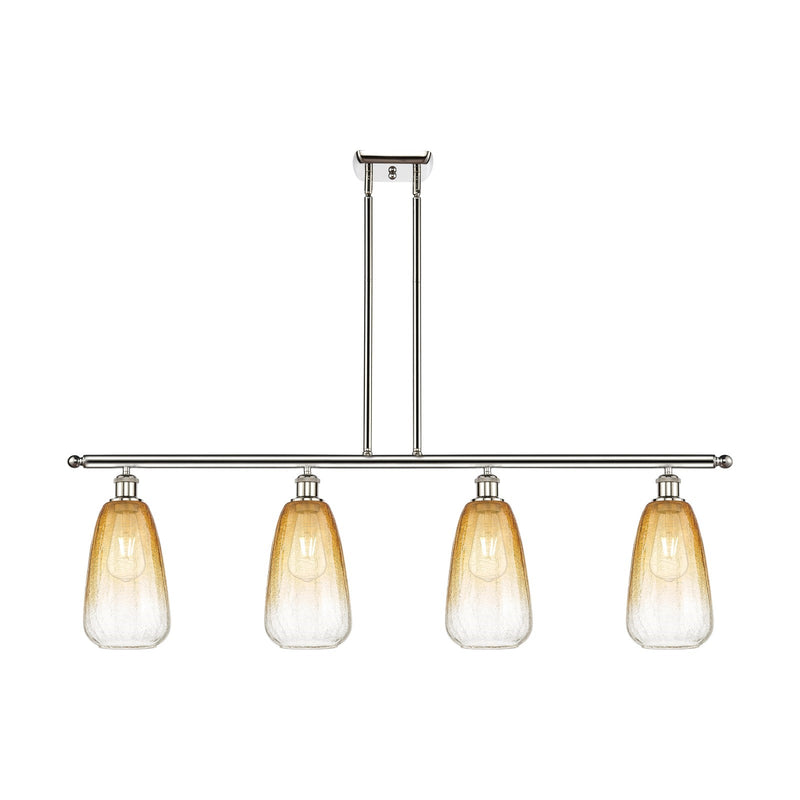 Innovations Brookhaven Almond 48in 4-Light Island Light | Industrial Polished Nickel Steel and Amber Glass | Kitchen Island & | Model 516-4I-PN-G480-6AM