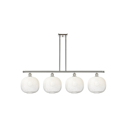 Innovations Brookhaven Sphere 49in 4-Light Island Light | Industrial Polished Nickel Steel and Opal Glass | Kitchen Island | Model 516-4I-PN-G481-10OP