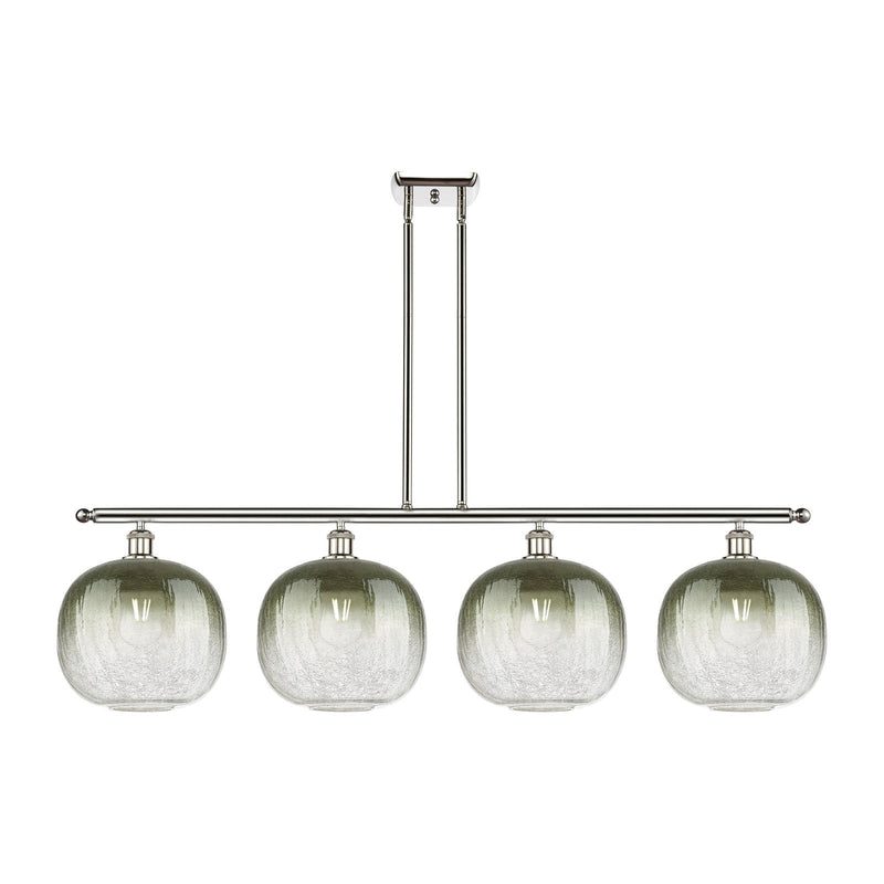 Innovations Brookhaven Sphere 49in 4-Light Island Light | Industrial Polished Nickel and Slate Glass | Kitchen Island & Dining | Model 516-4I-PN-G481-10SL