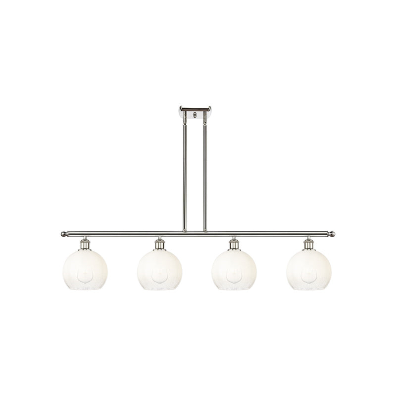 Innovations Brookhaven Globe 48in 4-Light Island Light | Industrial Polished Nickel Steel and Opal Glass | Kitchen Island & | Model 516-4I-PN-G483-8OP