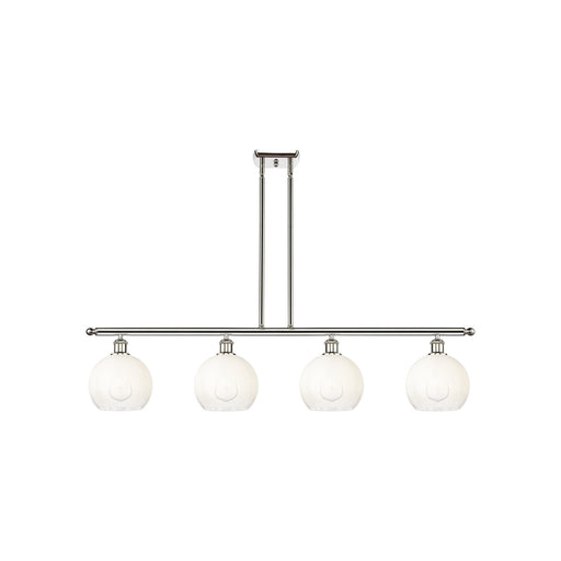 Innovations Brookhaven Globe 48in 4-Light Island Light | Industrial Polished Nickel Steel and Opal Glass | Kitchen Island & | Model 516-4I-PN-G483-8OP
