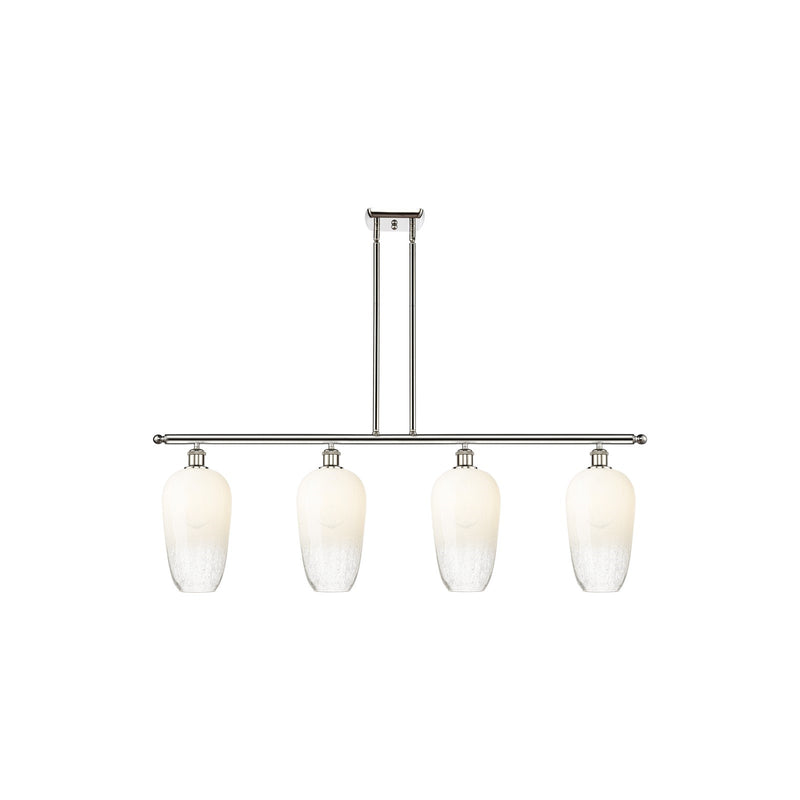 Innovations Brookhaven Flute 48in 4-Light Island Light | Industrial Polished Nickel Steel and Opal Glass | Kitchen Island | 48 | Model 516-4I-PN-G484-7OP