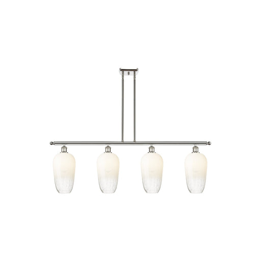 Innovations Brookhaven Flute 48in 4-Light Island Light | Industrial Polished Nickel Steel and Opal Glass | Kitchen Island | 48 | Model 516-4I-PN-G484-7OP