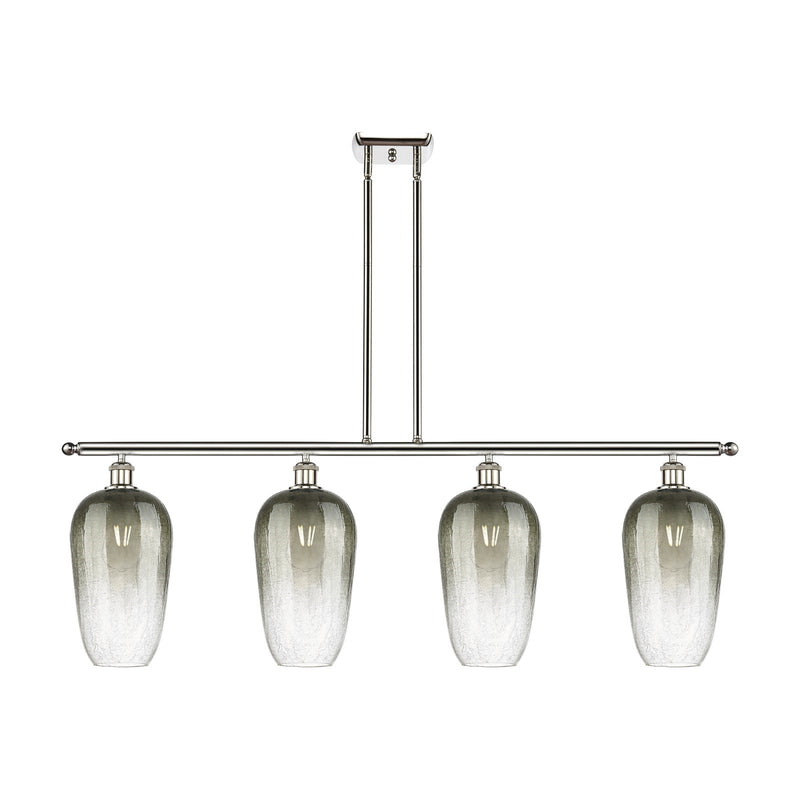 Innovations Brookhaven Flute 48in 4-Light Island Light | Industrial Polished Nickel Steel and Slate Glass | Kitchen Island | 48 | Model 516-4I-PN-G484-7SL