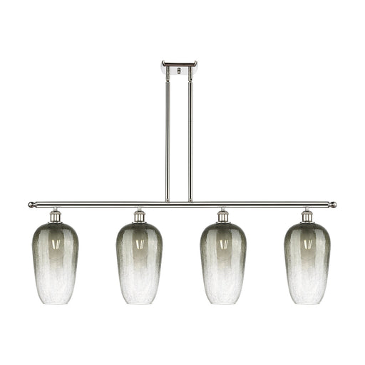 Innovations Brookhaven Flute 48in 4-Light Island Light | Industrial Polished Nickel Steel and Slate Glass | Kitchen Island | 48 | Model 516-4I-PN-G484-7SL