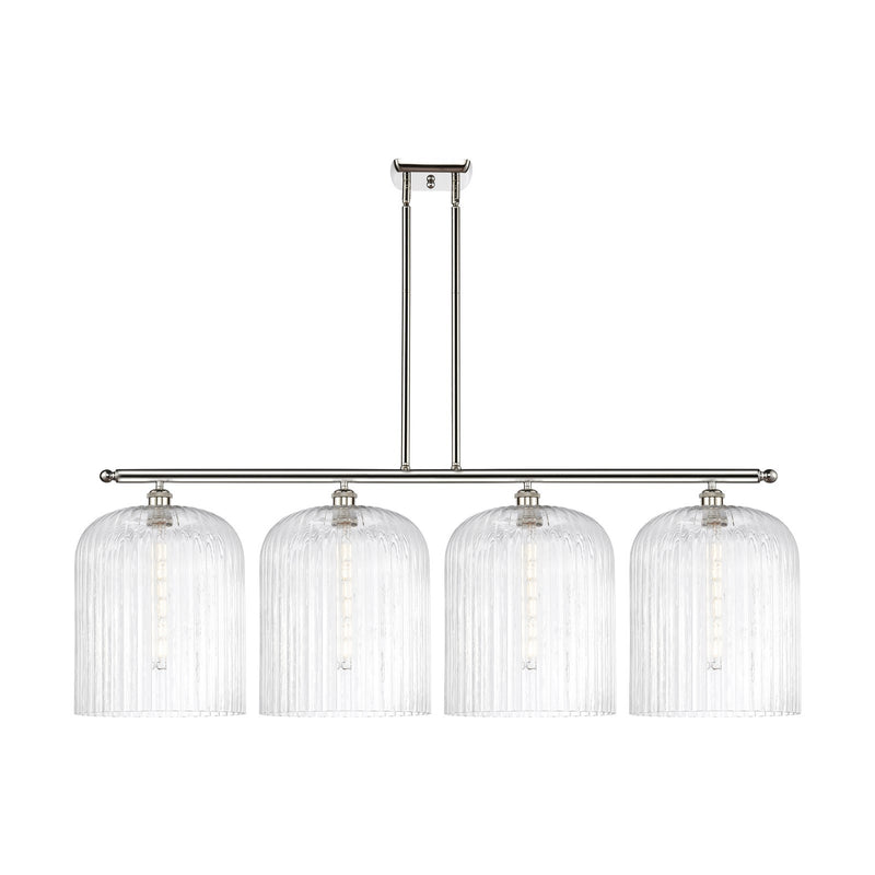 Innovations Bridal Veil 48in 4-Light Island Light | Art Nouveau Polished Nickel Steel and Clear Ribbed Glass | Kitchen Island | Model 516-4I-PN-G559-12CL