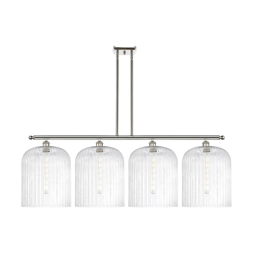 Innovations Bridal Veil 48in 4-Light Island Light | Art Nouveau Polished Nickel Steel and Clear Ribbed Glass | Kitchen Island | Model 516-4I-PN-G559-12CL