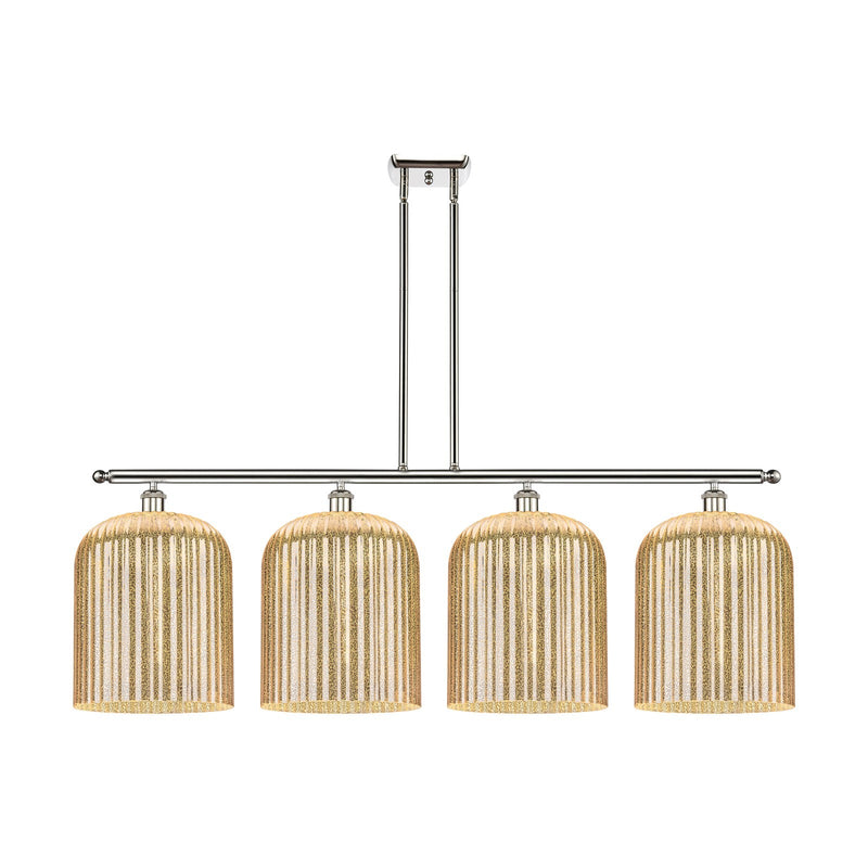 Innovations Bridal Veil 48in 4-Light Island Light | Art Nouveau Industrial Polished Nickel and Mercury Ribbed Glass | Kitchen | Model 516-4I-PN-G559-12ME