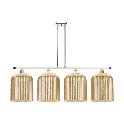 Innovations Bridal Veil 48in 4-Light Island Light | Art Nouveau Industrial Polished Nickel and Mercury Ribbed Glass | Kitchen | Model 516-4I-PN-G559-12ME
