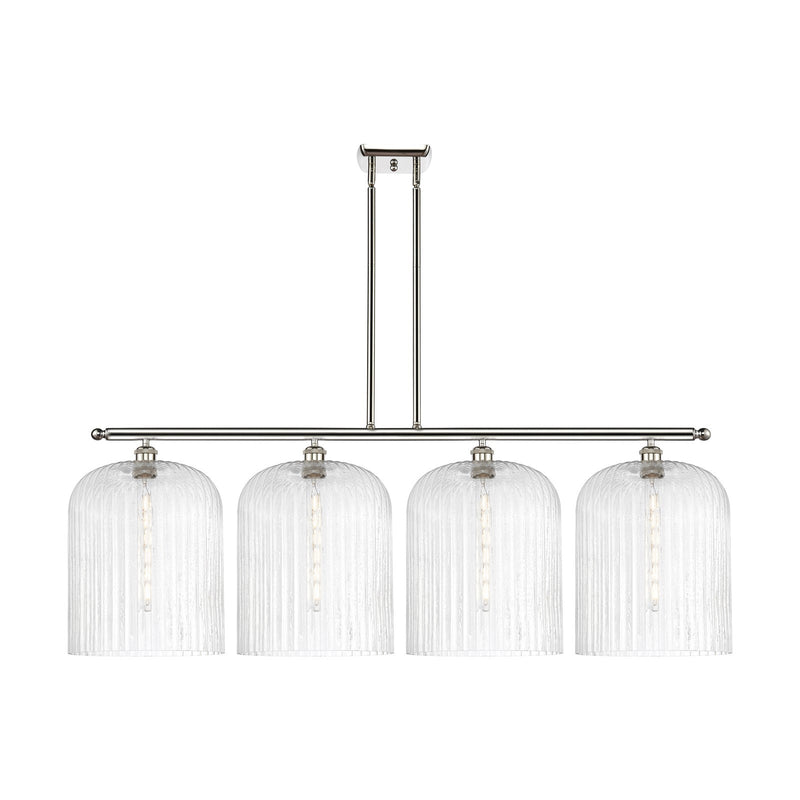 Innovations Bridal Veil 48in 4-Light Island Light | Art Nouveau Industrial Polished Nickel and Seedy Bell Glass | Kitchen | Model 516-4I-PN-G559-12SDY